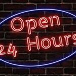 open 24 hours neon sign
