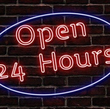 open 24 hours neon sign